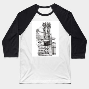 Brickhouse Saigon Vietnam Pen and Ink Illustration Baseball T-Shirt